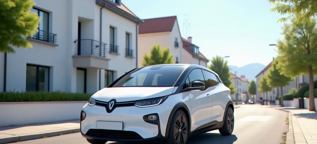 Auto efficace garée dans une rue résidentielle de Saint-Jean-de-Védas par temps ensoleillé