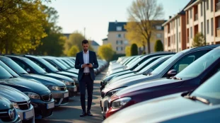Lot d'un revendeur automobile indépendant à Drancy avec des véhicules d'occasion alignés, évoquant le type de structure auto france 5 drancy