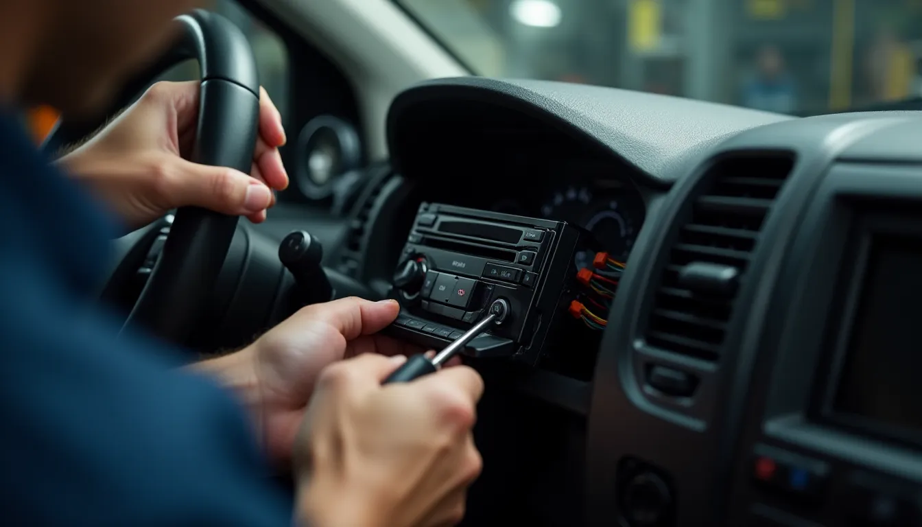 Installation d'un kit bluetooth voiture par remplacement de l'autoradio d'origine dans le tableau de bord