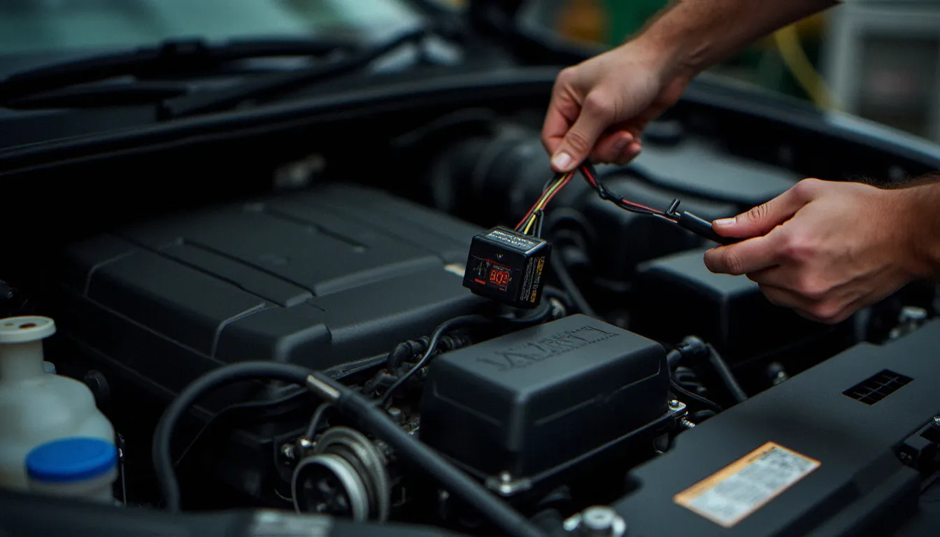 Connexion d'un décodeur Can-Bus sur le câblage d'ampoule LED H7 dans le compartiment moteur d'une Mégane 3