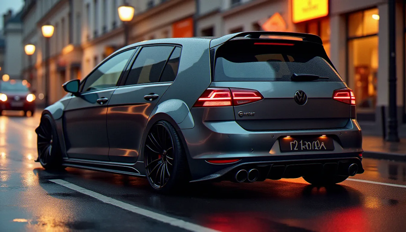 Volkswagen Golf d'occasion équipée d'un kit carrosserie sport complet, exemple de valorisation esthétique d'une auto prix occasion personnalisée