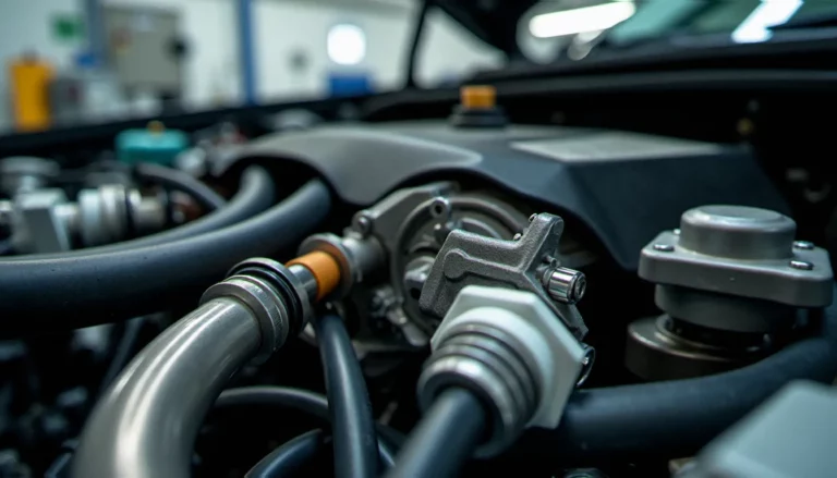 Moteur de véhicule GNV avec rampe d'injection gaz naturel sous pression illustrant l'auto inflammation gaz naturel et les systèmes de combustion alternative
