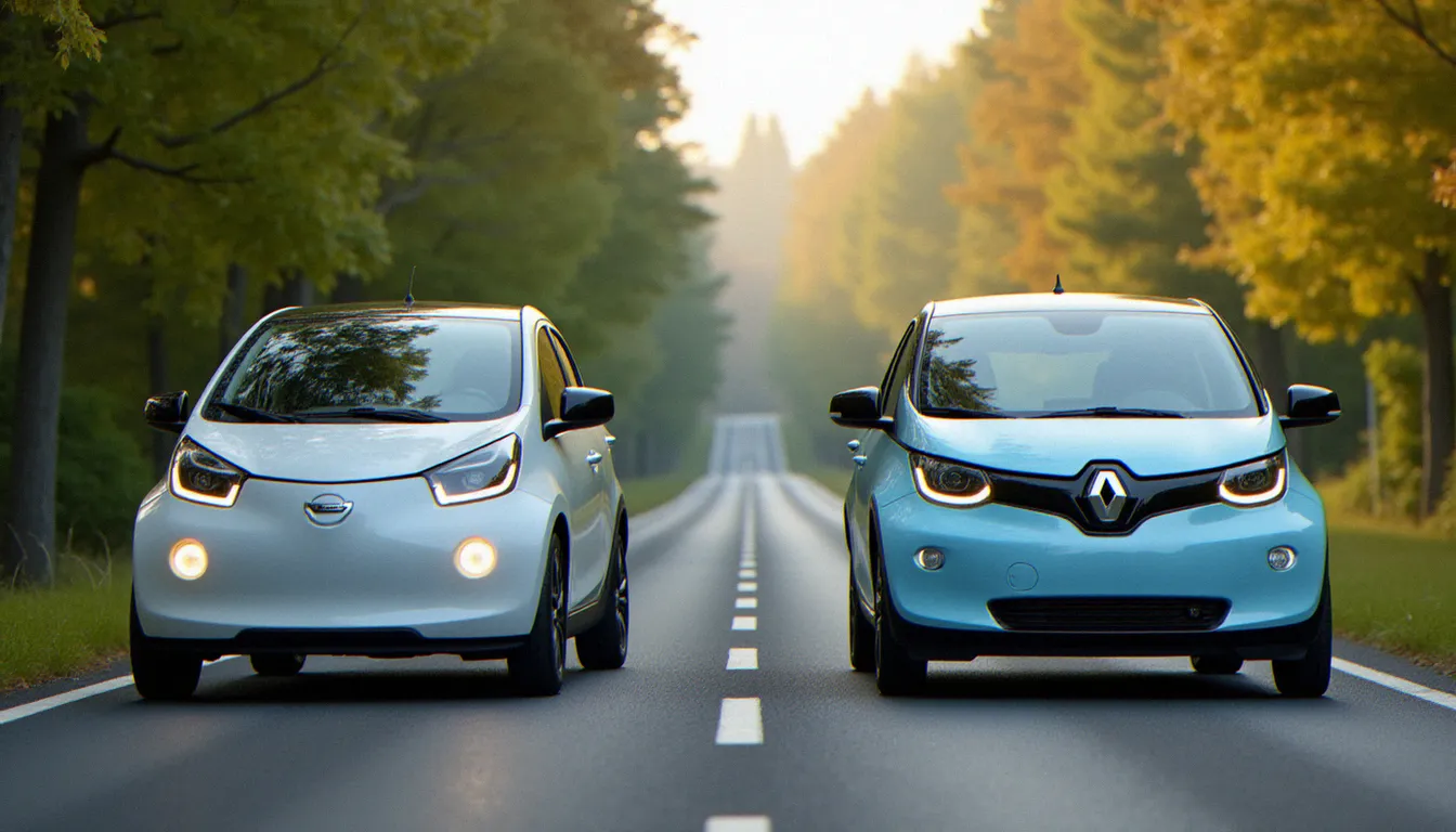 Comparaison de deux modèles d'autos sans permis thermique et électrique sur une route française