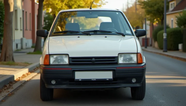 Voiture d'occasion compacte en bon état garée dans une rue française, illustrant la recherche du meilleur auto usagé moins de 5000 €