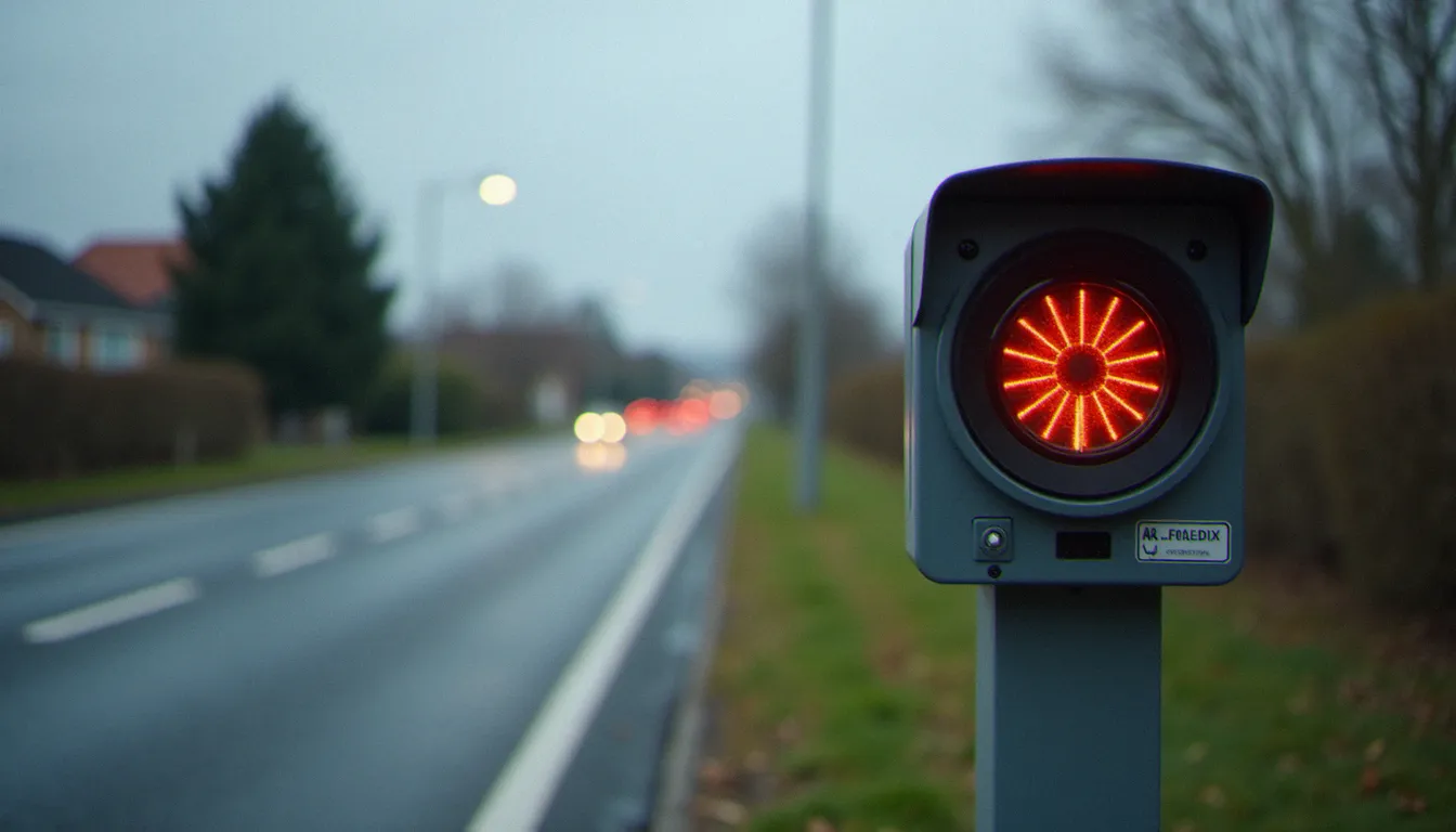 Radar automatique en bord de route française illustrant les combats de l'association 40 millions d'automobilistes contre la politique de verbalisation