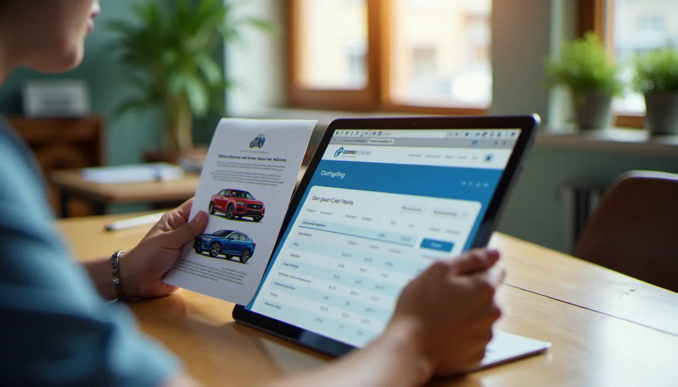 Comparaison de cotations auto sur papier et tablette numérique pour évaluer le prix d'un véhicule en zone métropolitaine