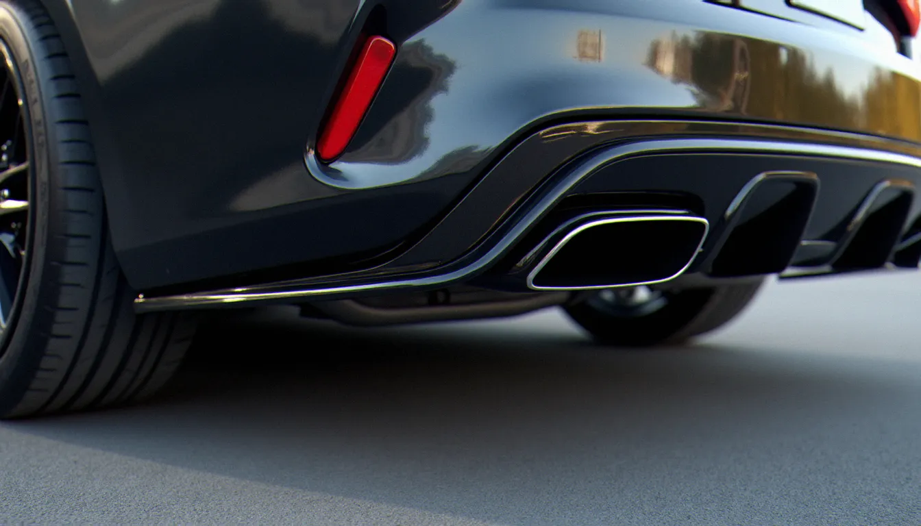 Kit carrosserie arrière et bas de caisse posés sur une voiture compacte, installation soignée en lumière naturelle illustrant l'impact de la carrosserie sur la valeur d'un véhicule
