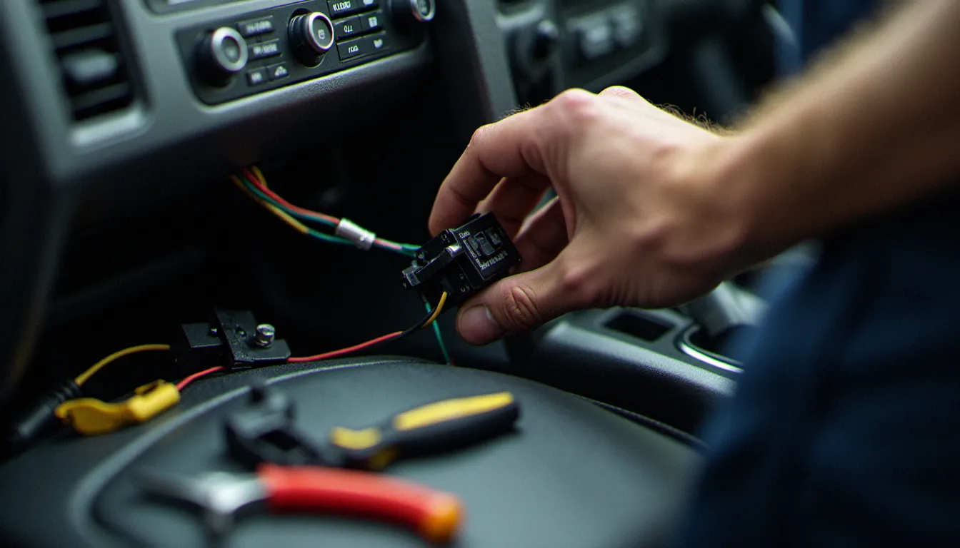 Installation d'un coupe-circuit caché derrière le tableau de bord d'un véhicule pour renforcer la protection antivol