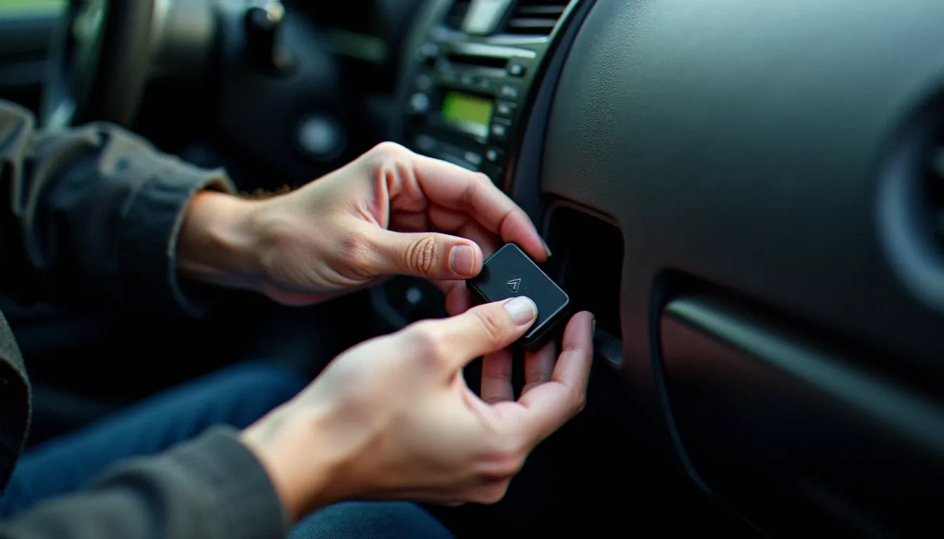 Traceur GPS compact dissimulé dans la carrosserie d'un véhicule pour localisation en temps réel en cas de vol