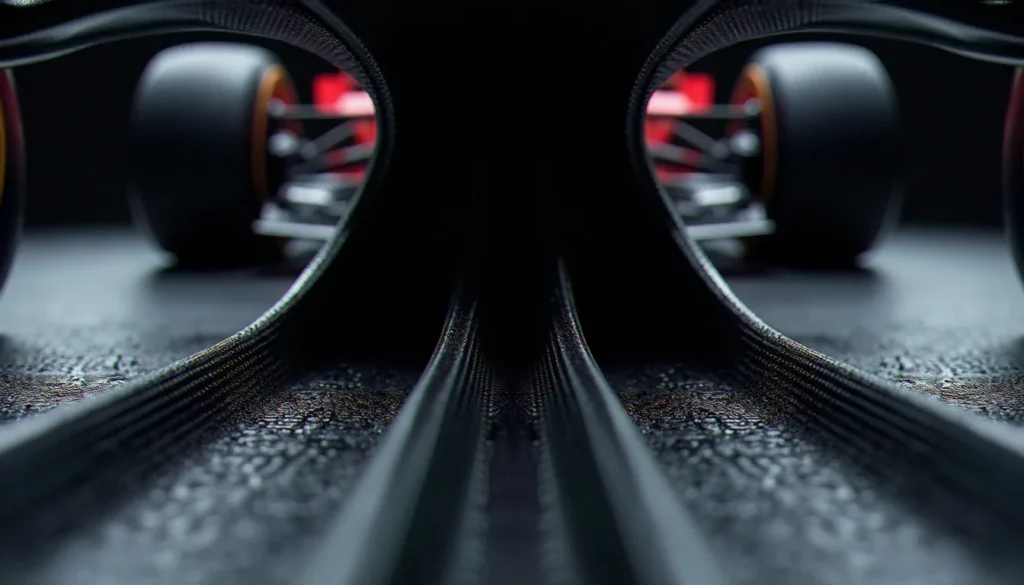 auto effetto suolo f1 featured Soubassement d'une auto F1 à effet de sol avec tunnels venturi et diffuseur en fibre de carbone illustrant l'effetto suolo F1