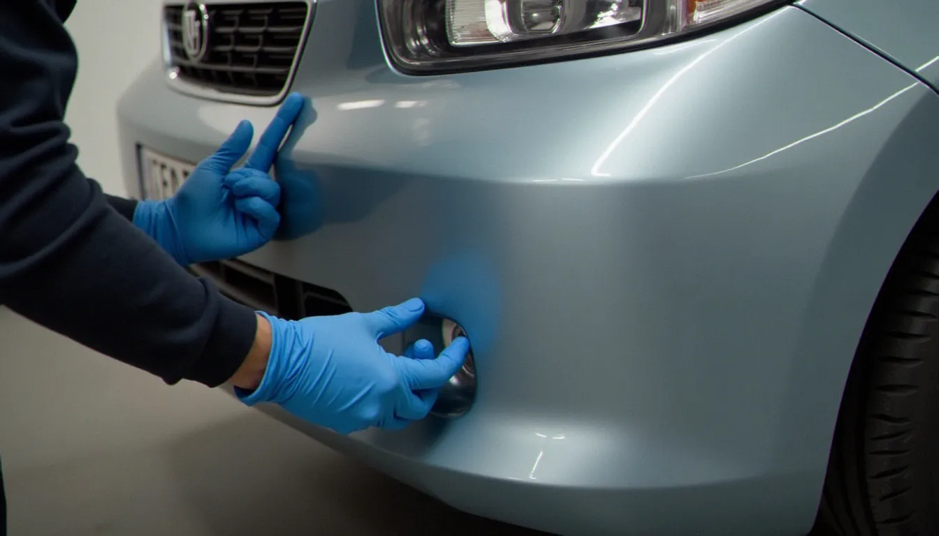Vérification à blanc de la compatibilité d'un pare-chocs sur une voiture avant peinture