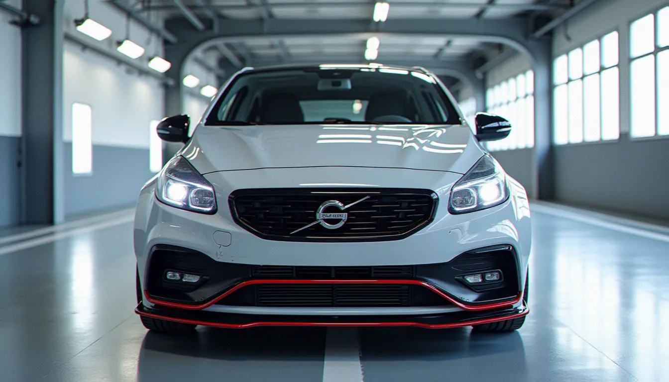 Voiture compacte équipée d'un kit carrosserie sportif avec lame avant et bas de caisse
